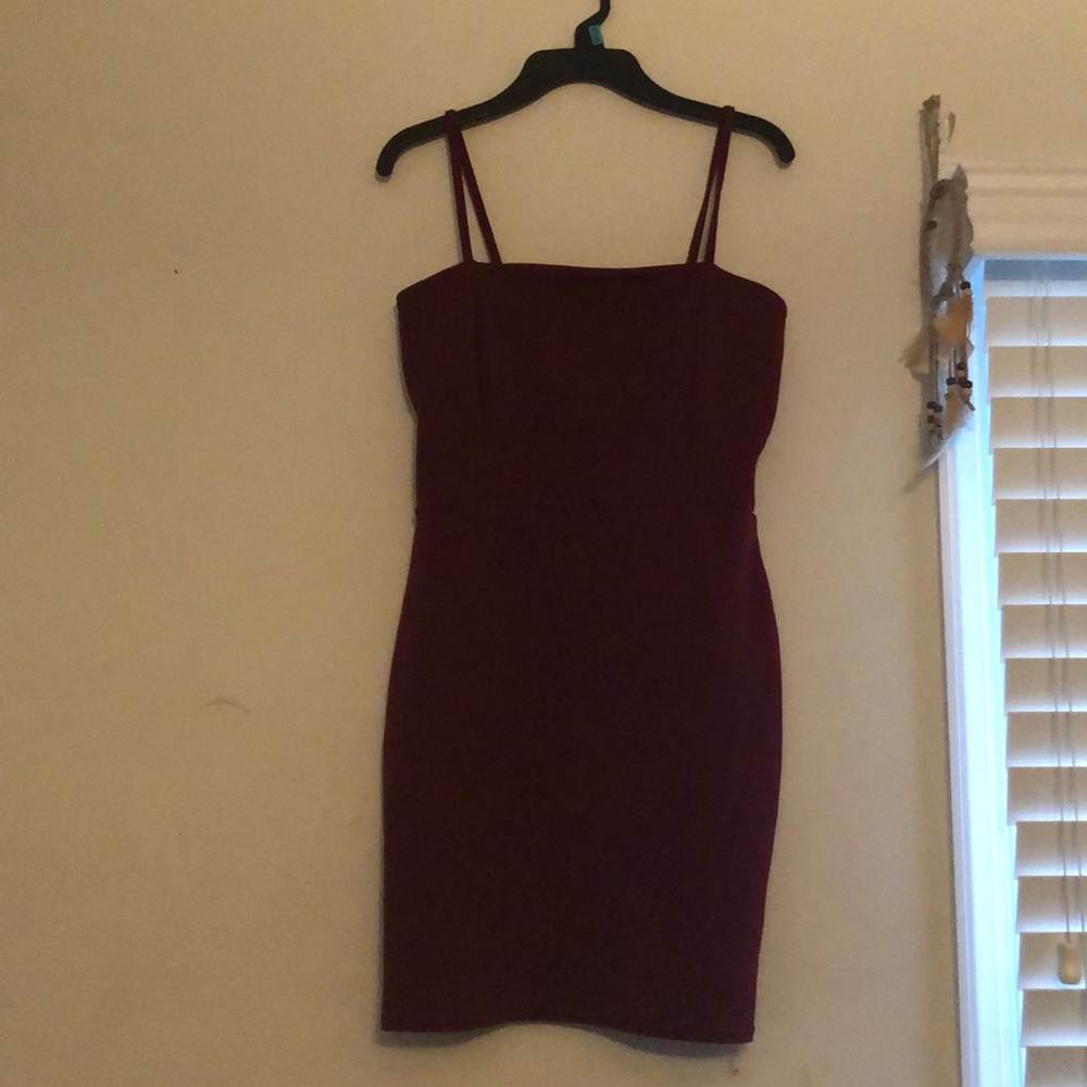 Dark red, Spaghetti strap Homecoming dress